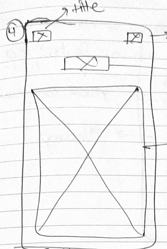 Hand-drawn wireframe of the Zenith drinks menu screen